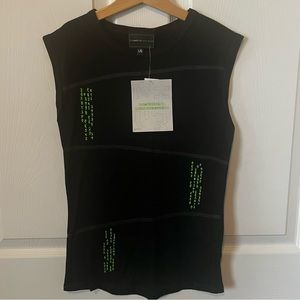 NWT Black Tank Top with Green Code The Matrix Reloaded Shirt Asymmetrical Seams